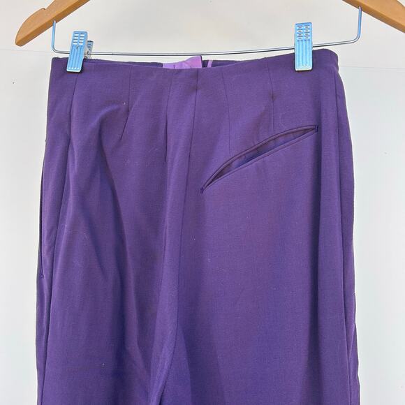 Vintage Richard Tyler Couture High Waisted Retro Pleated Purple Trousers 6 - Picture 8 of 13